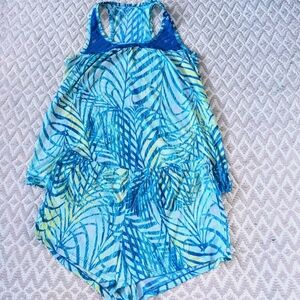 Women's Tropical Blue and Green Pajamas Set Size M